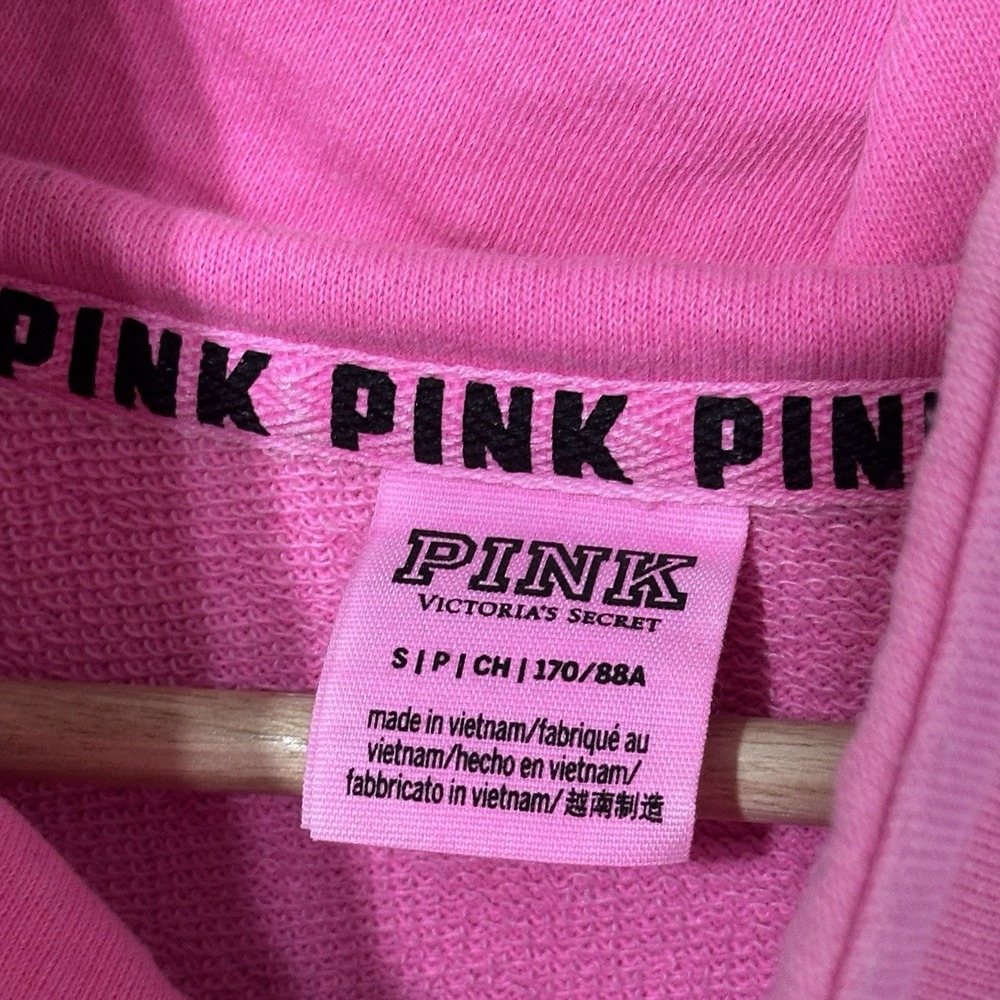 Victoria's Secret Pink Half Zip Pullover Sweatshirt Pink Women's Small - Picture 3 of 7